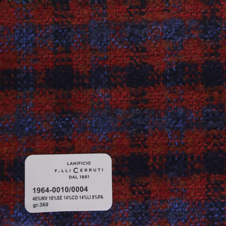 1964-0010-0004 Cerruti Lanificio - Vải Suit 100% Wool - Xanh Dương Caro